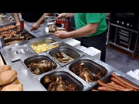 Ribs, Pork Legs, Burgers, Sausages, and More. Ireland Street Food seen in Italy