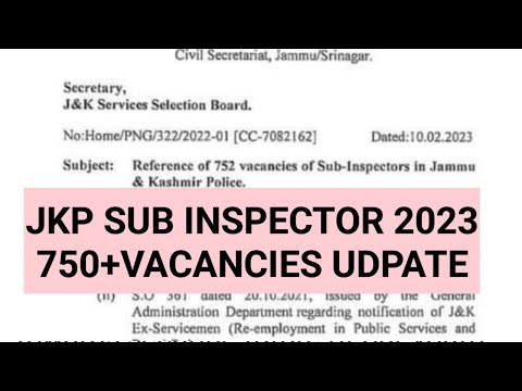 JKPSI 2023 RECRUITMENT || 752 VACANCIES REFERRED TO JKSSB @CareerSuccessjandK