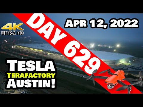 BUSY MORNING AT GIGA TEXAS! - Tesla Gigafactory Austin 4K  Day 629 - 4/12/22 - Tesla Terafactory TX