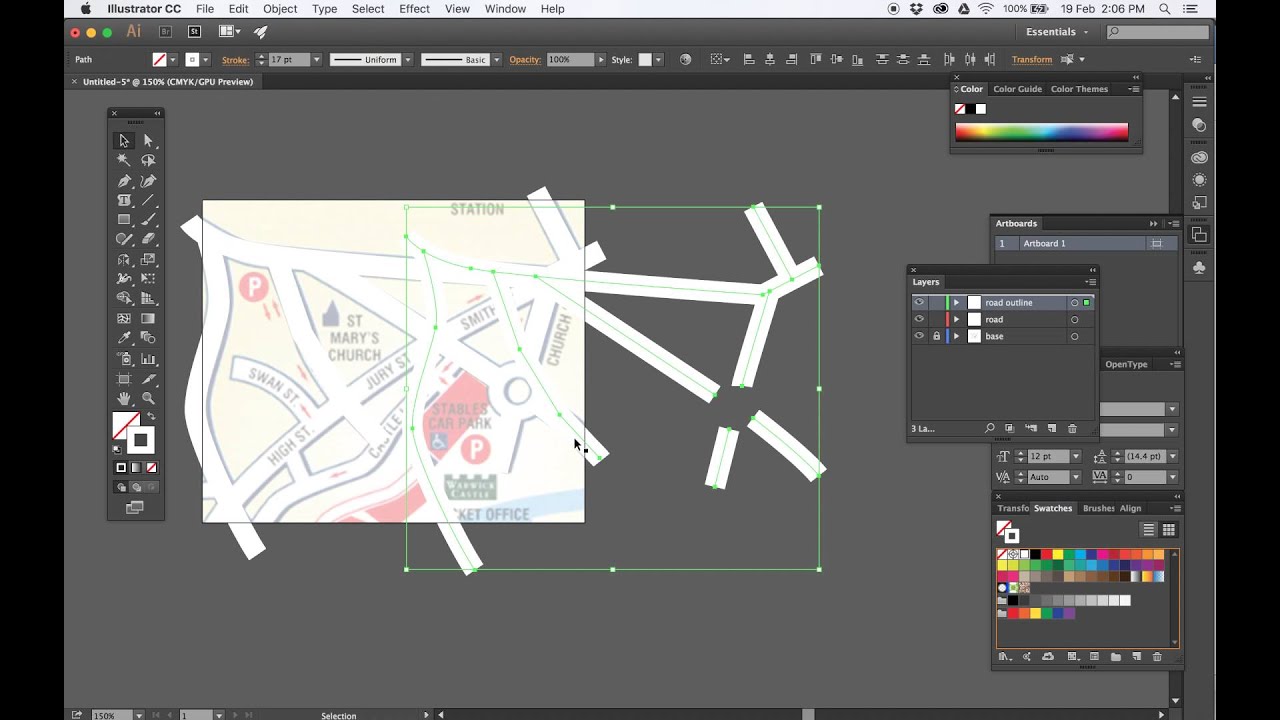 Drawing a simple street map using Adobe Illustrator