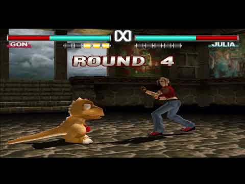 Tekken 3 Move Sweep Gon Kuma's Moves  Bearhug Julia (jeans Outfit)