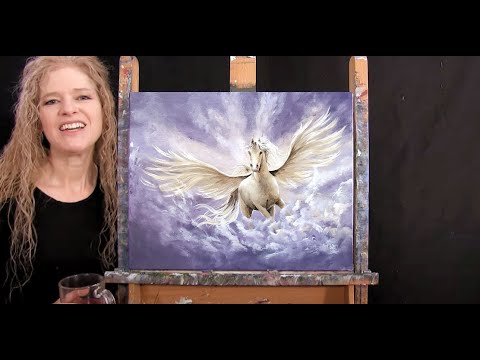 Learn How to Paint "PEGASUS" with Acrylic - Paint and Sip at Home - Fun Animal Step by Step Tutorial