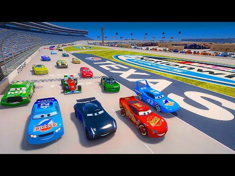 Race Pixar Disney Cars Speedway Texas - McQueen vs Friends Cal Weathers The King Jackson Storm