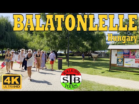Balatonlelle 🇭🇺 Hungary Beachlife at Lake Balaton [23 min] 4k STB Walking Tours
