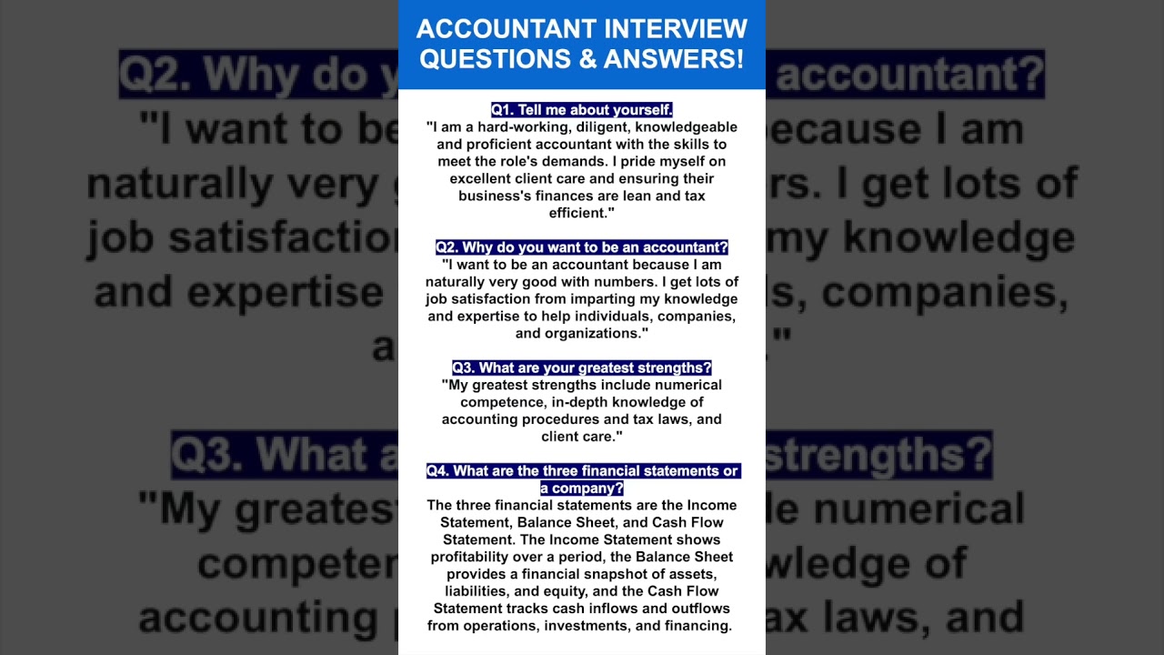 ACCOUNTANT INTERVIEW QUESTIONS & ANSWERS! #accounting #accountancy