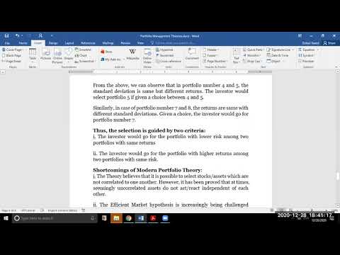 Modern Portfolio Theory