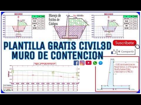 PLANTILLA GRATIS CIVIL3D - MURO DE CONTENCION