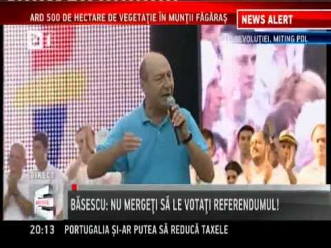 Discurs Traian Basescu la ultimul miting de dinaintea referendumului, defasurat in Pta Revolutiei