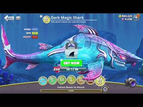 NEW DARK MAGIC SHARK BALDR SKIN UNLOCKED!!! (HUNGRY SHARK WORLD)