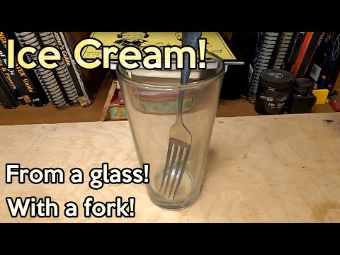 Ice Cream from a glass with a fork