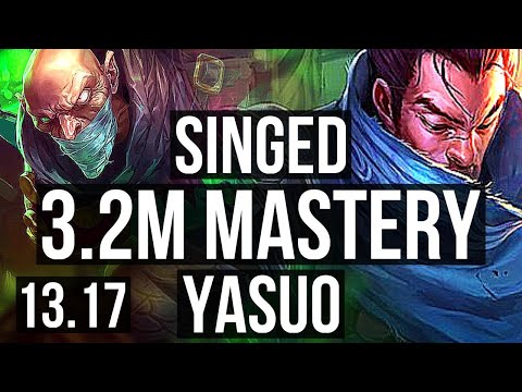 SINGED vs YASUO (MID) | 3.2M mastery, 1600+ games | KR Master | 13.17