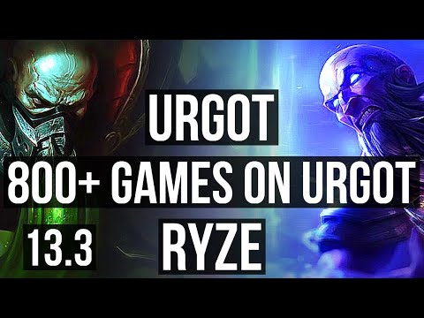 URGOT vs RYZE (MID) | 9/1/2, 800+ games, Legendary | KR Master | 13.3