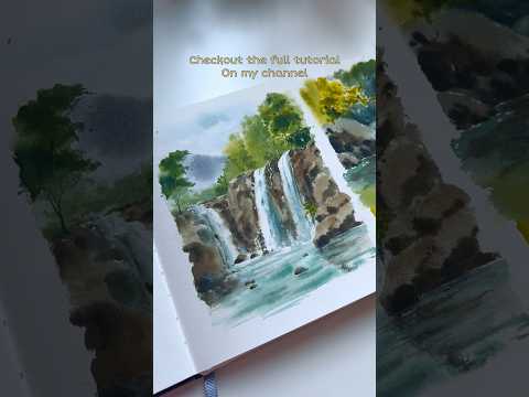 Easy waterfall painting #watercolorpainting #sketchbookart #waterfall