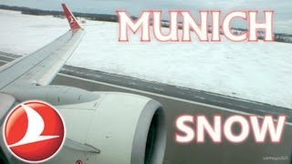 preview picture of video 'Munich Under Snow, Winter Takeoff (WideAngleHD) Turkish 737- München liegt im Schnee'