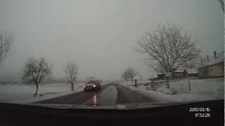 preview picture of video 'Romanian roads * Medias - Sighisoara, with snow * 2013.03.15'