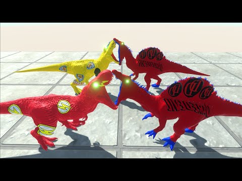 SABRETOOTH & FLASH T REX DC TEAM CASTLE DEATH RUN - Animal Revolt Battle Simulator