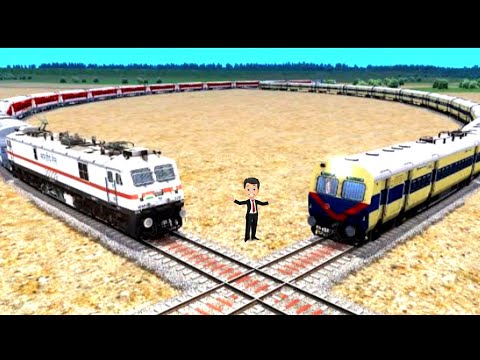 Two Trains Crossing at Railroad Track | Crossing Each Other at Same Track BeamNG.Drive। Maxcode Gami