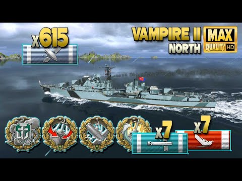 Destroyer Vampire II: Clean carry on map North - World of Warships