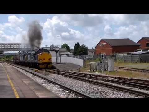 37608 and 37612 departs Bridgwater with 6M67 on 10th June 2014