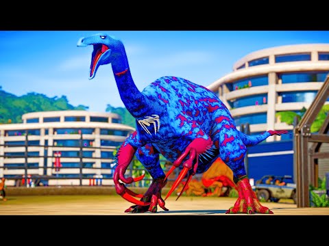 Color Tyrannosaurus Rex Battle Of Spiderman Therizinosaurus Jurassic World Evolution Dinosaurs Fight