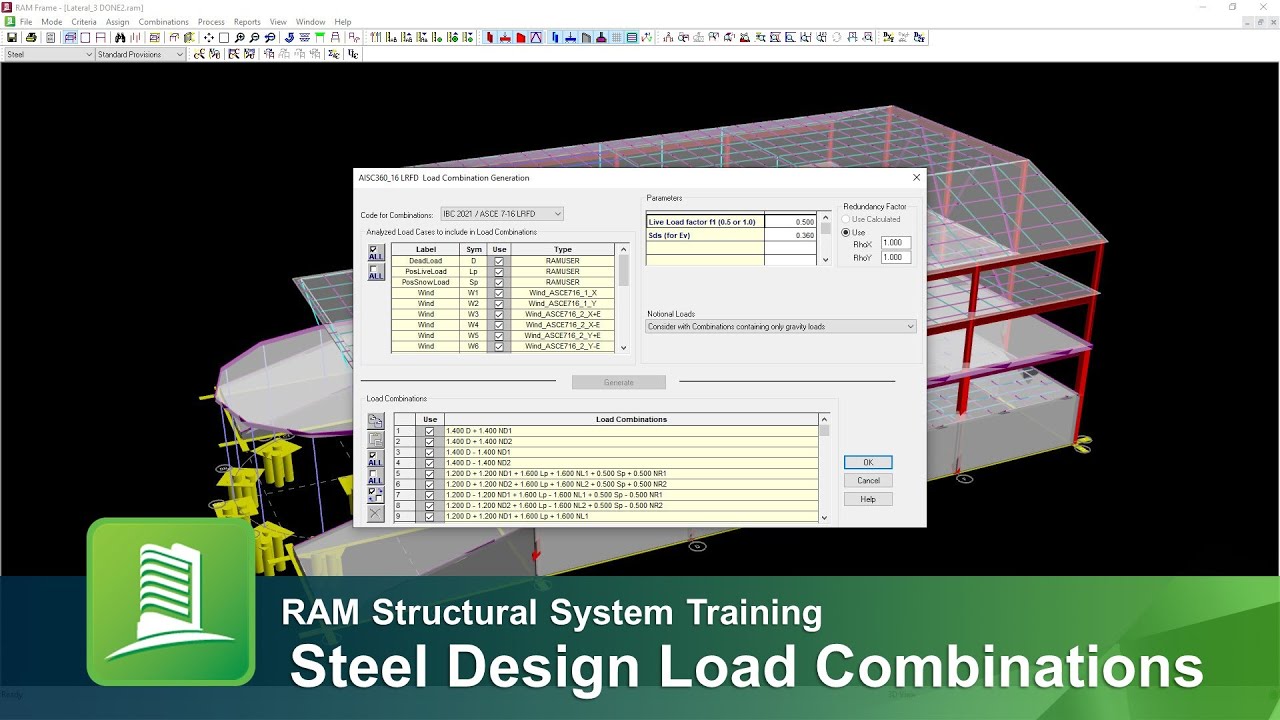 Generating Load Combinations in RAM Frame