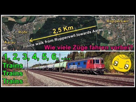 Trains count / Rupperswil - Buchs "Flu-Time" walking Tour / Züge bei Buchs (Aarau), Aargau, Schweiz