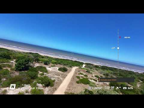 DJI Neo drone por la bajada 24 a la playa de Parque Solymar (Canelones). Mucho viento, de costado!