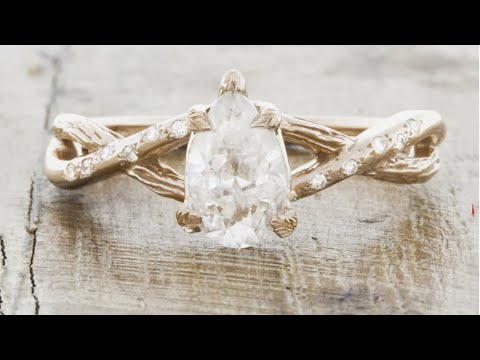 Lorixa - Sculptural Split Shank Rose Gold Pear Diamond Engagement Ring