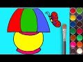 How To Draw A Bed Lamp With Coloring Pages And Water Colors For Children Kids Learning Drawing