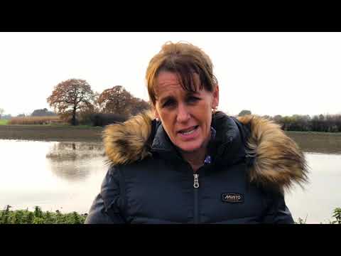 NFU President Minette Batters visits flooded farmland in Fishlake, South Yorkshire