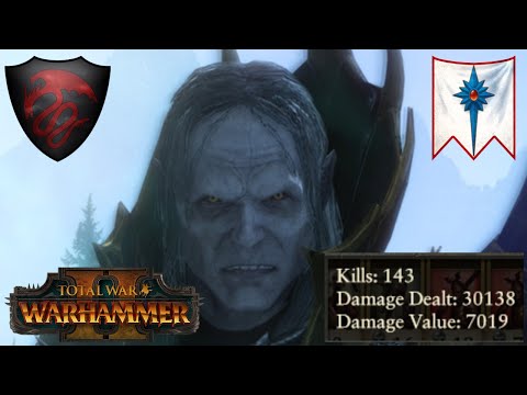 INSANE VLAD DAMAGE VS ELITE ELF WARRIORS. Vampire Counts vs High Elves. Total War Warhammer 2 MP
