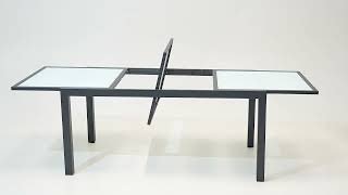 VILLANA Sylvania Ausziehtisch, anthrazit/weiß, Aluminium/Sicherheitsglas, 160/220 x 90 cm, Pulverbeschichtet, UV-Beständig, Mit Fußkappen