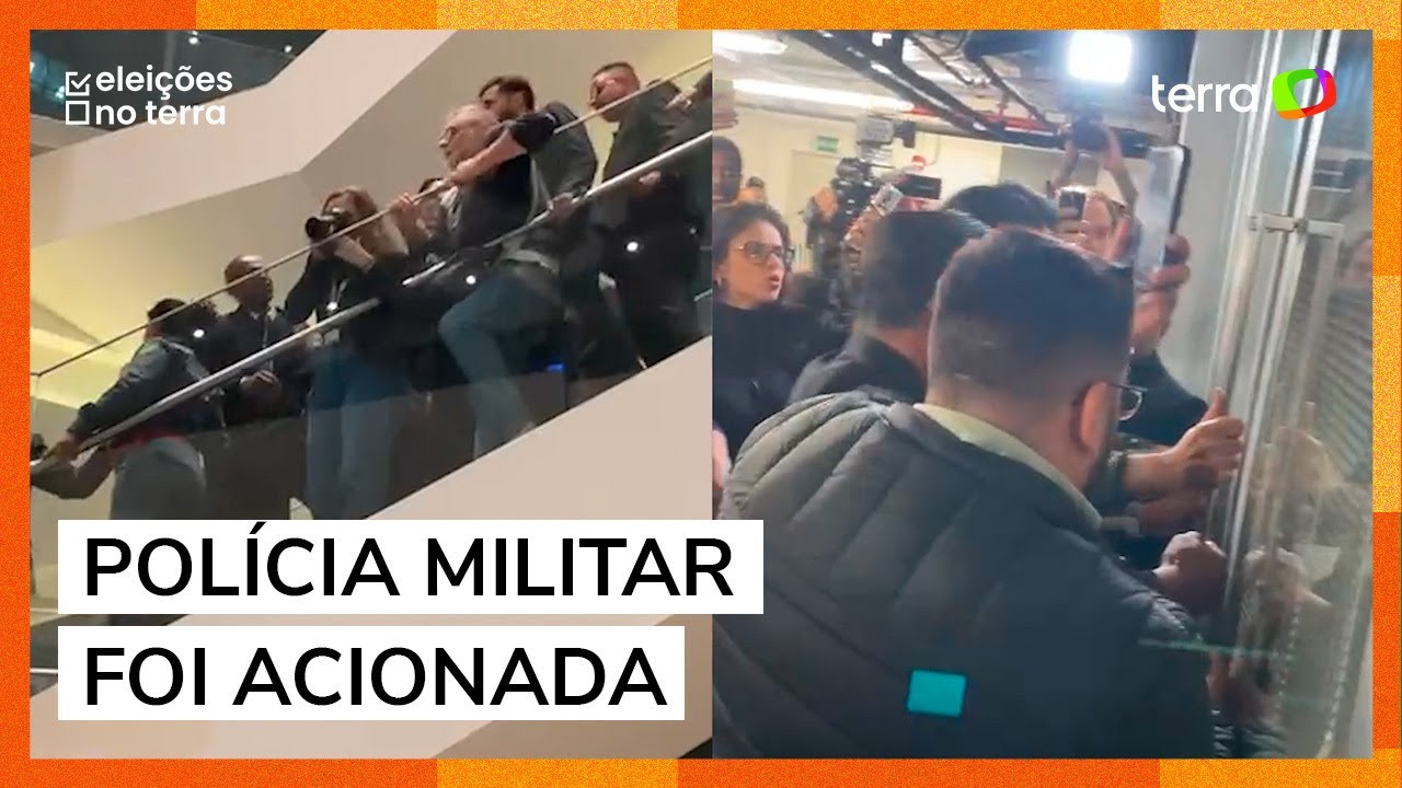 Jornalistas são trancados durante debate e confusão acaba em queda em escada e presença da PM