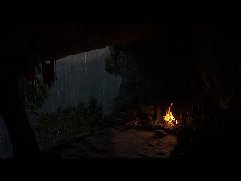 Relax With The Rain And Fireplace 🌧️🔥 – The Perfect Setting In A Cave To Sleep And Relax.
