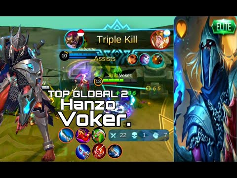 HANZO IS THE REAL ASSASIN TOTAL 22 KILLS,CURRENT TOP GLOBAL 2 VOKER-MOBILE LEGENDS