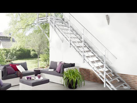 Außentreppe Hollywood mit Podest - 1 Geländer und WPC-Stufen (Montagevideo)