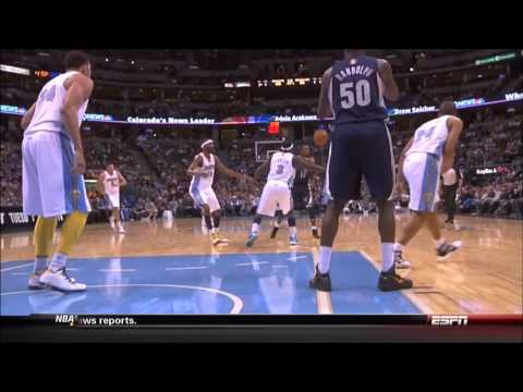 JaVale McGee blocks Z-Bo's J | Grizzlies @ Nuggets | NBA 2012 - 2013 Season, Dec 14th, 2012