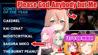 MoistCr1TiKaL, Hololive Girls, Dooby, and Nimi React to the Content Creator of the Year