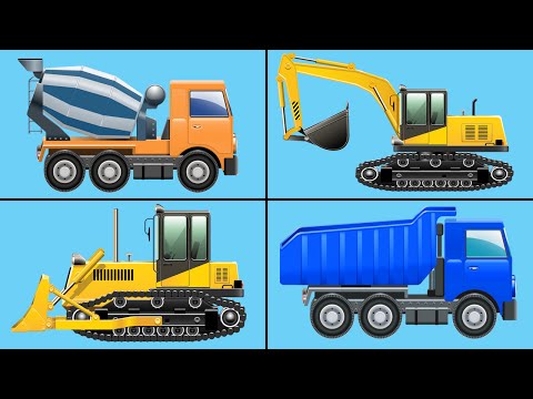 Learning to Count Construction Vehicles - Counting Bulldozers, Excavators, Dump Trucks for Kids Video