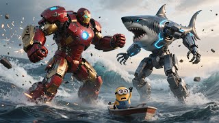Download lagu Mecha Shark vs Hulkbuster Iron Man – Minion in the Middle of Chaos! - Brainrot Italian mp3