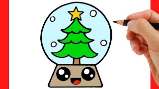 CÓMO DIBUJAR UN GLOBO DE NIEVE EASY
