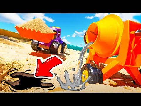 Aventura na Construção: Fazendo Concreto com a Betoneira e os Veículos de Serviço! 🚧🛠️