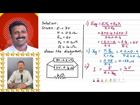 Two batteries of emf's 3 V and 6 V  and internal resistances 0.2 Ω&0.4 Ω are connected in parallel.