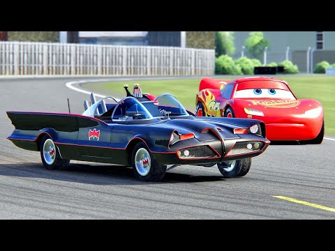 Batmobile 1966 vs Lightning McQueen at Top Gear Track