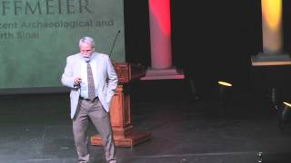 Dr. James Hoffmeier on stage giving his talk, The Exodus From Egypt