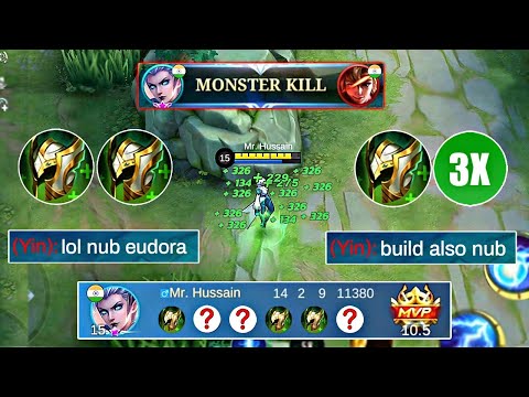 3X GUARDIAN HELMET ON EUDORA ! Tanky But Deadly (14 Kills) | Mlbb