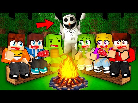 A SCARY OWL HAS VISITED US AT CAMP in Minecraft!