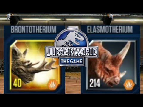 BRONTOTHERIUM VS ELASMOTHERIUM MAXED !! VIP BATTLES in Jurassic World The Game