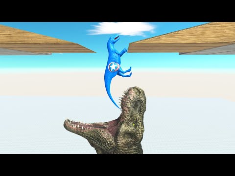 SUPERHERO CARNIVORE RACE TO DON'T FALL INTO T-REX MOUTH - Animal Revolt Battle Simulator