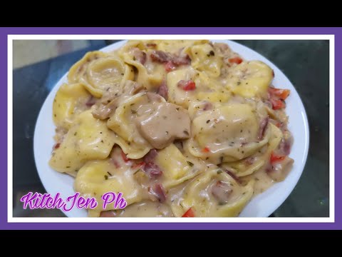 TORTELLINI CHEESE WITH BACON AND MUSHROOM SAUCE / TORTELLINI RECIPE | Kitch-Jen Ph